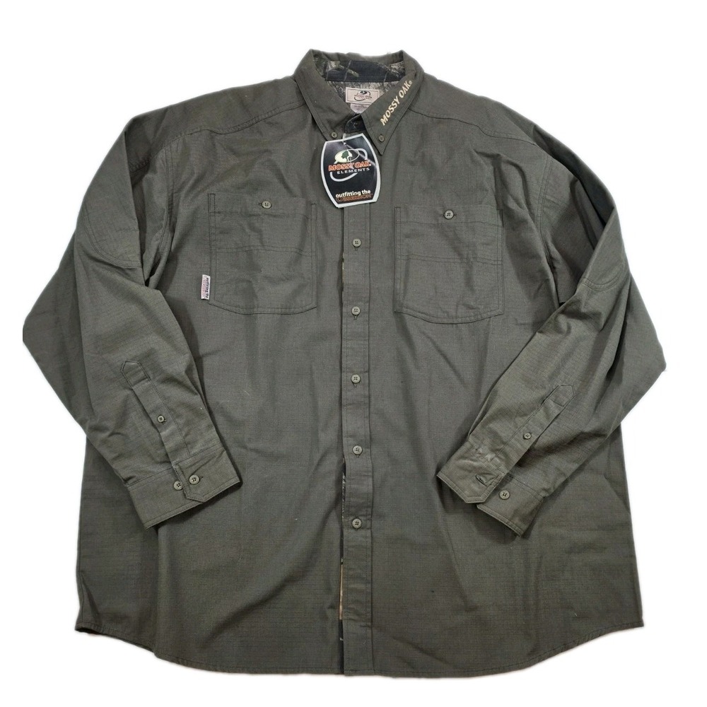 NWT Mossy Oak Open Range Ripstop Shirt Mens 3XL Olive Green Camo Hunting